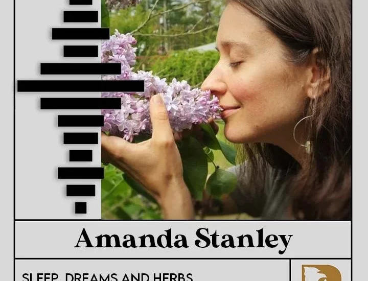 Podcast Image With Amanda Stanley Smelling Lilac Flower